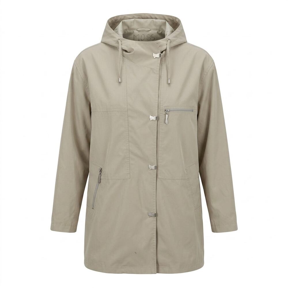 TravelSmith Beige Hoded Water Resistant Breathable Rain Jacket Women Size L